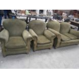 drop end settee and 2 matching chairs