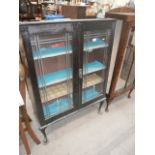 vintage glazed bookcase with leaded glass