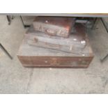 vintage trunk & 2 leather cases