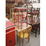 retro kitchen table, 2 chairs and 2 sets of steps