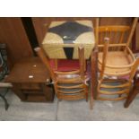 8 pieces inc. Retro footstool, ladder back chairs and gents valet etc