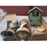 tray of vintage alarm clocks inc weather house