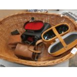 wicker basket inc binoculars etc