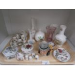 tray of collectable pottery & glass inc teaset