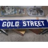 enamel gold street sign