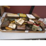 tray of vintage tins