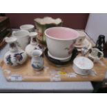 tray inc. german pottery,commemorative ware & sylvac etc