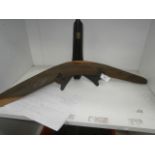 Carved mulga wood boomerang