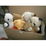 Box of vintage teddy bears by makers Wendy Boston, rosebud and chad valley
