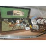 jewellery box and tray inc vintage costume & silver jewellery