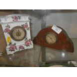 vintage wood clock and one other