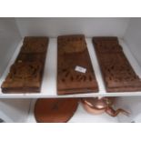 3 carved wood bookstands