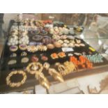 tray of vintage earrings