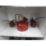 enameled kettle and oil cans