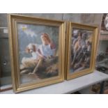 2 gilt framed prints