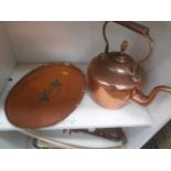 large copper kettle & tray
