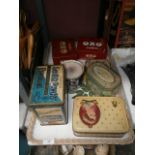 tray of vintage tins