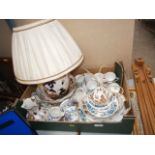 box of masons pottery inc bowl and lamp