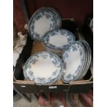 box of blue & white dinner plates