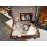 vintage leather case & contents