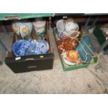 2 boxes of pottery & copper