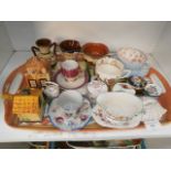 tray of collectables inc. cottage ware, trinket pots and stoneware etc