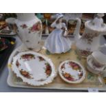 tray inc coalport figurine & 4 pieces of old country roses