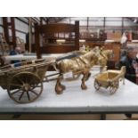 3 brass horse and carts