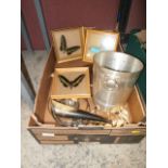 box inc wooden trinket box and framed butterflies