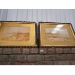 pair of gilt framed prints