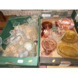 2 boxes of glassware inc vases and bon bon dishes etc