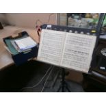 music stand and sheet music