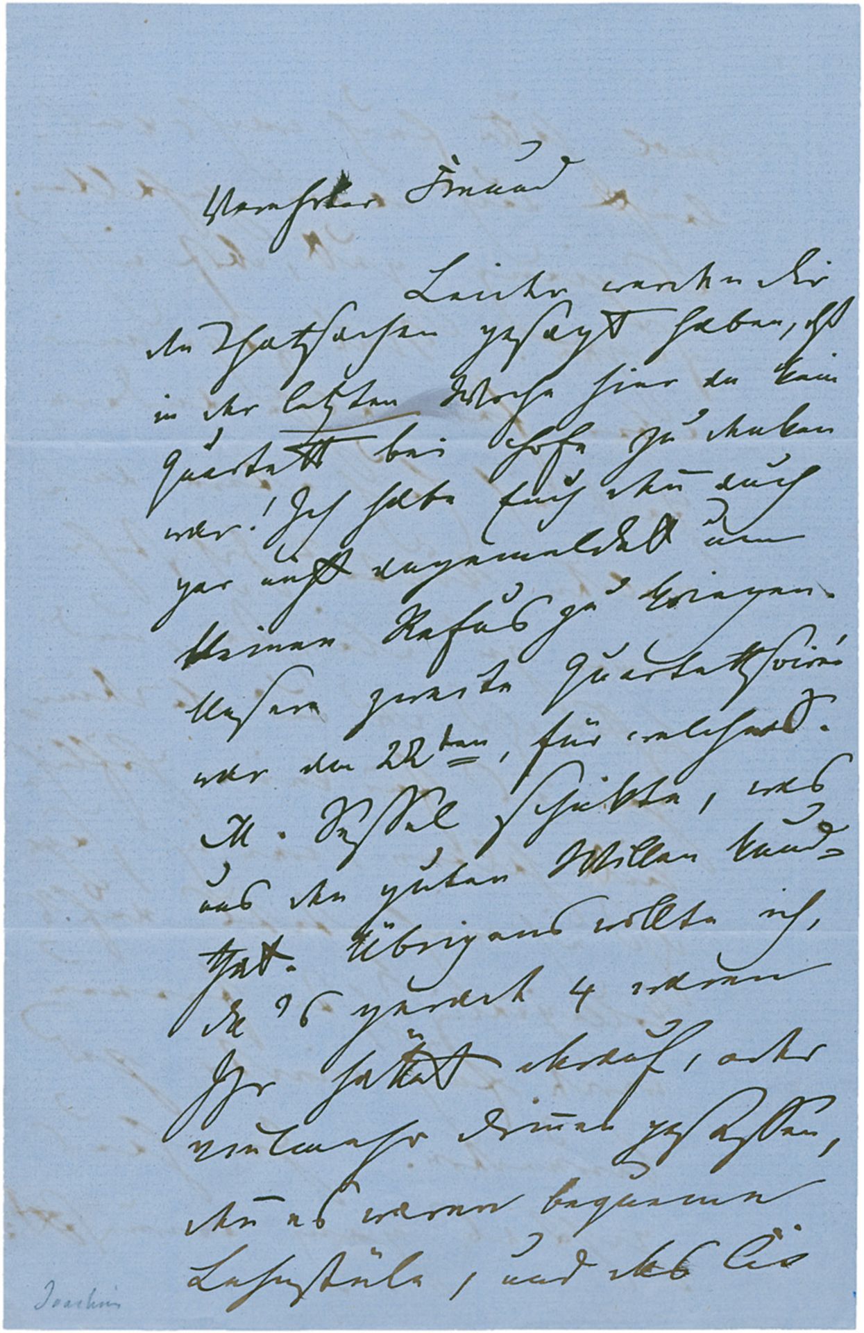 Joachim, Joseph: Brief an einen Musiker  Joachim, Joseph, Violinvirtuose und Komponist (1831-