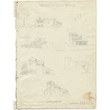 Olivier, Friedrich: Gebäude an der Tiber Italienische Landhäuser am Tiber. Bleistift auf Velin. 25 x