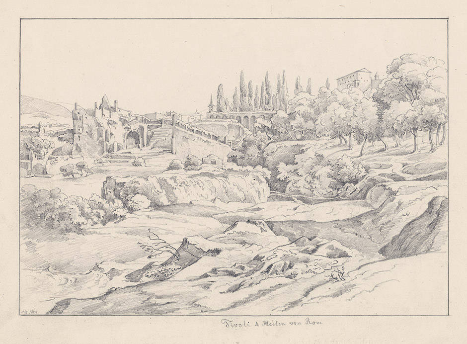 Faber, Johann Joachim: Landschaft bei Tivoli Blick auf die antiken Ruinen der Hadriansvilla bei