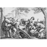Brueghel, Pieter d.Ä. - nach: Kämpfende Bauern nach. Kämpfende Bauern. Radierung von Wenzel Hollar.