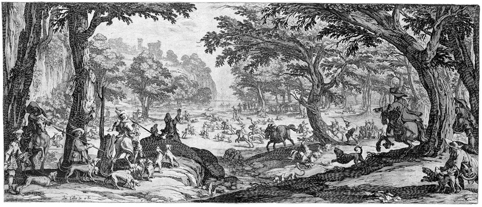 Callot, Jacques: La grande chasse La Grande Chasse. Radierung. 19,4 x 46,2 cm. Meaume 711 I (von