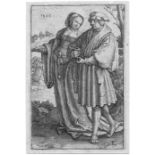 Leyden, Lucas van: Der Spaziergang Der Spaziergang. Kupferstich. 11,5 x 7,4 cm. 1520. B. 144,