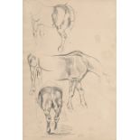 Delacroix, Eugène: Vier Studien eines Pferdes Vier Studien eines Pferdes. Bleistift auf Velin. 30