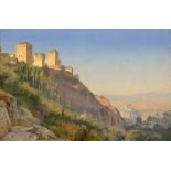 Neumann, Johan Carl: Ansicht der Alhambra Ansicht der Alhambra auf dem Albaicín Hügel. Öl auf