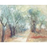 Vogel, Bernhard: Allee Allee Aquarell auf Velinkarton. 1993. 40 x 50 cm. Unten rechts mit