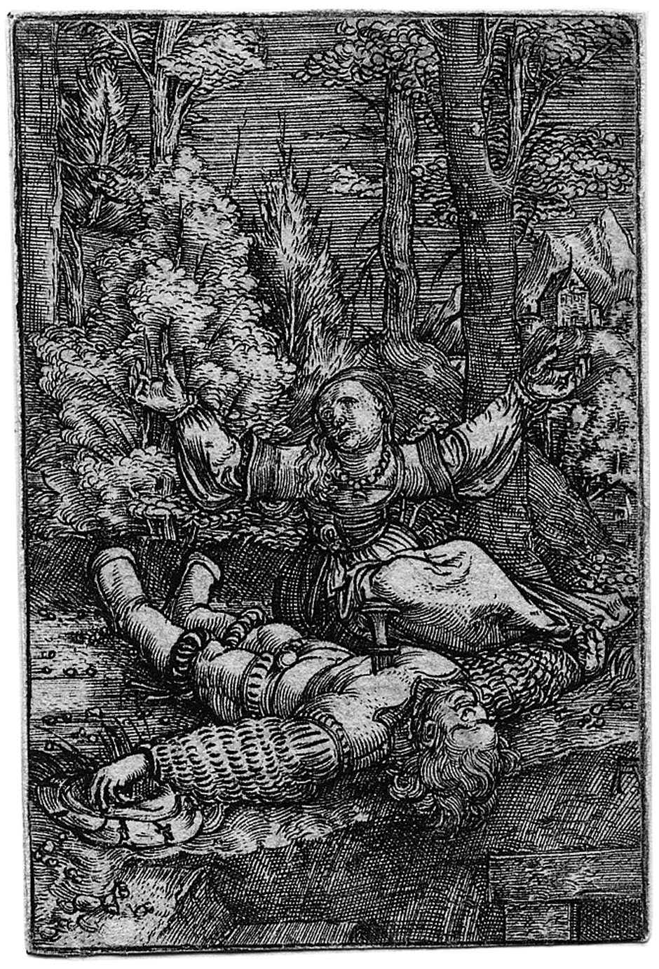 Altdorfer, Albrecht: Pyramus und Thisbe Pyramus und Thisbe. Kupferstich. 6 x 4 cm. B. 44,