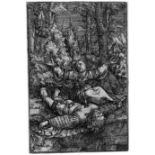 Altdorfer, Albrecht: Pyramus und Thisbe Pyramus und Thisbe. Kupferstich. 6 x 4 cm. B. 44,