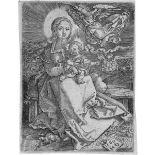 Binck, Jacob: Die Jungfrau von einem Engel gekrönt Die Jungfrau von einem Engel gekrönt. Kupferstich