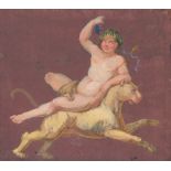 Dänisch: um 1830. Dionysos auf einem Panther reitend um 1830. Dionysos mit Thyrsosstab auf einem