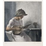 Ilsted, Peter: Die Mandolinspielerin Die Mandolinspielerin. Farbiges Schabkunstblatt, auf