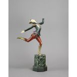 Unbekannter Künstler: Art Déco-Tänzerin Art Déco-Tänzerin Bronze, farbig gefasst und Bein, auf