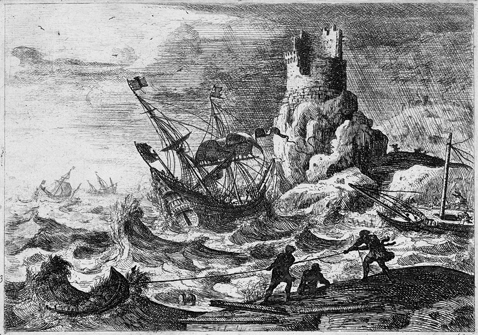 Lorrain, Claude: Le naufrage Le naufrage - Der Schiffbruch. Radierung, 12,7 x 18 cm. Robert-Dumesnil