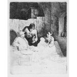 Bega, Cornelis: Mutter mit Kind in der Dorfschenke Mutter mit Kind in der Dorfschenke. Radierung