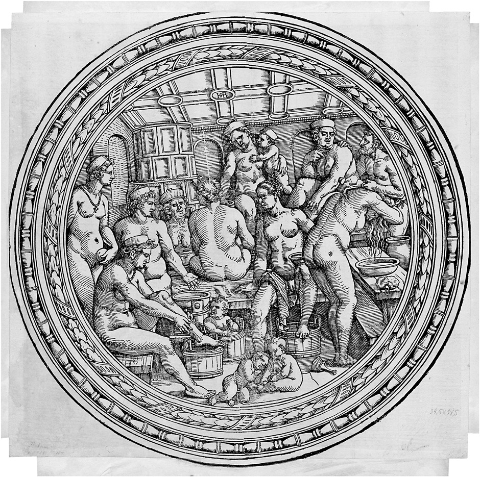 Beham, Hans Sebald: Das Frauenbad Das Frauenbad. Holzschnitt im Rund. D. 29,3 cm. Um 1525. B. 167,